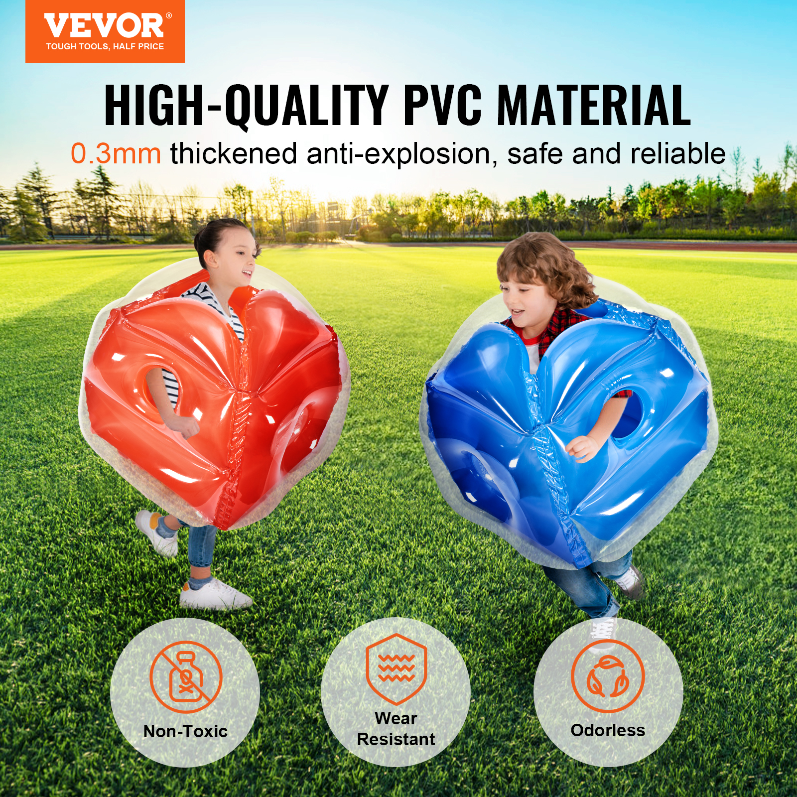VEVOR Inflatable Bumper Balls 2-Pack 2/3FT/0.6/0.9M PVC Body Sumo Balls for Kids - Picture 4 of 26