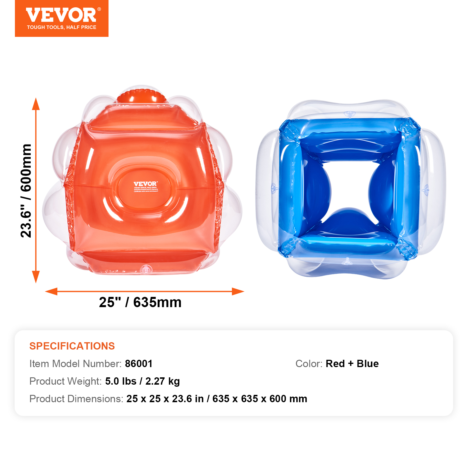 VEVOR Inflatable Bumper Balls 2-Pack 2/3FT/0.6/0.9M PVC Body Sumo Balls for Kids - Picture 9 of 26