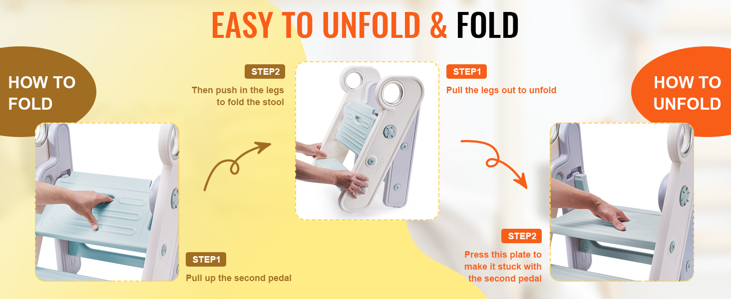 thumbnail interactive-video image 1 of RMHDSLF Folding Toddler Step Stool, Wooden Montessori Toddler Tower, Kitchen Tower 1 of 14