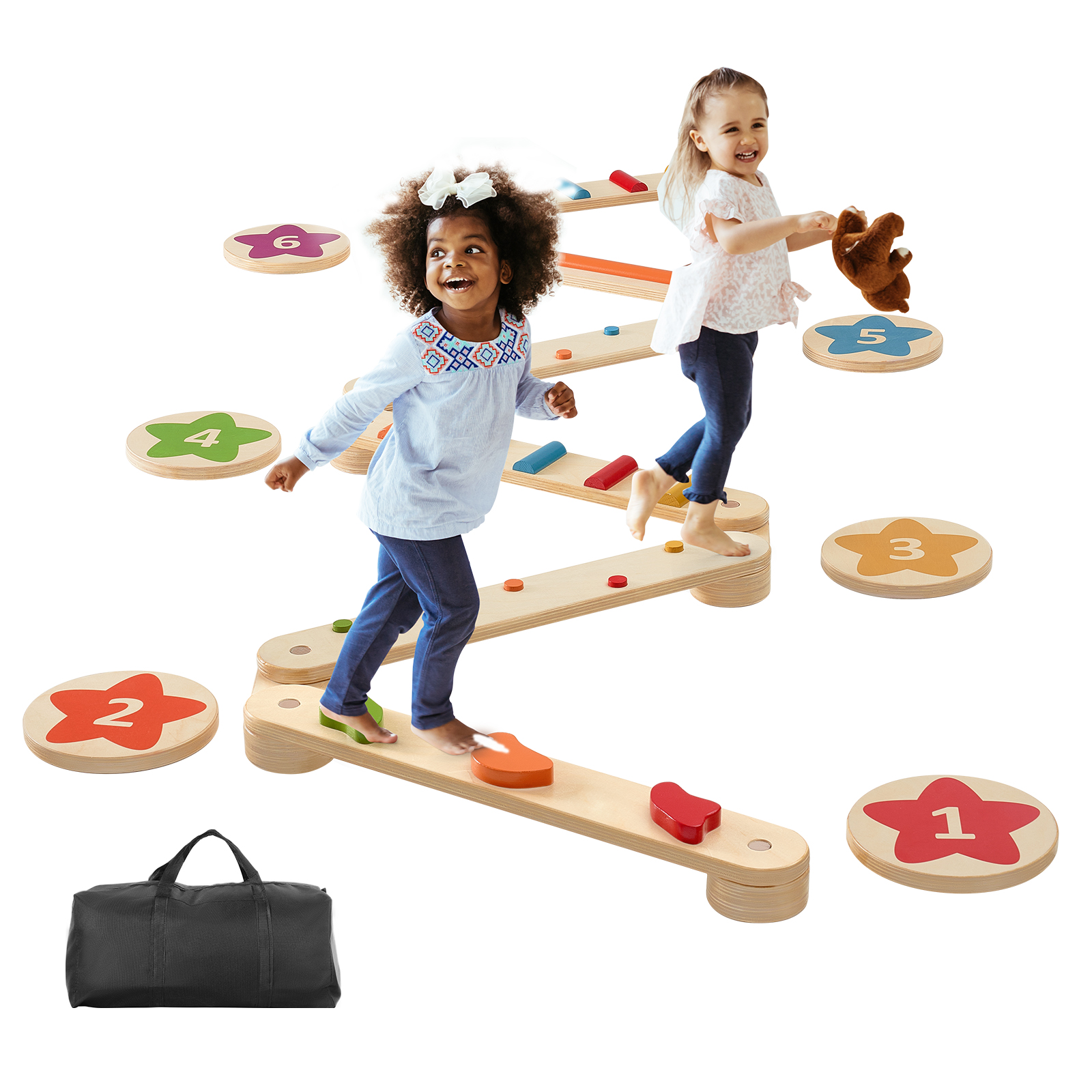 Kids Balance Beam Stepping Stones Gymnastics Children Balance Board 3 ...