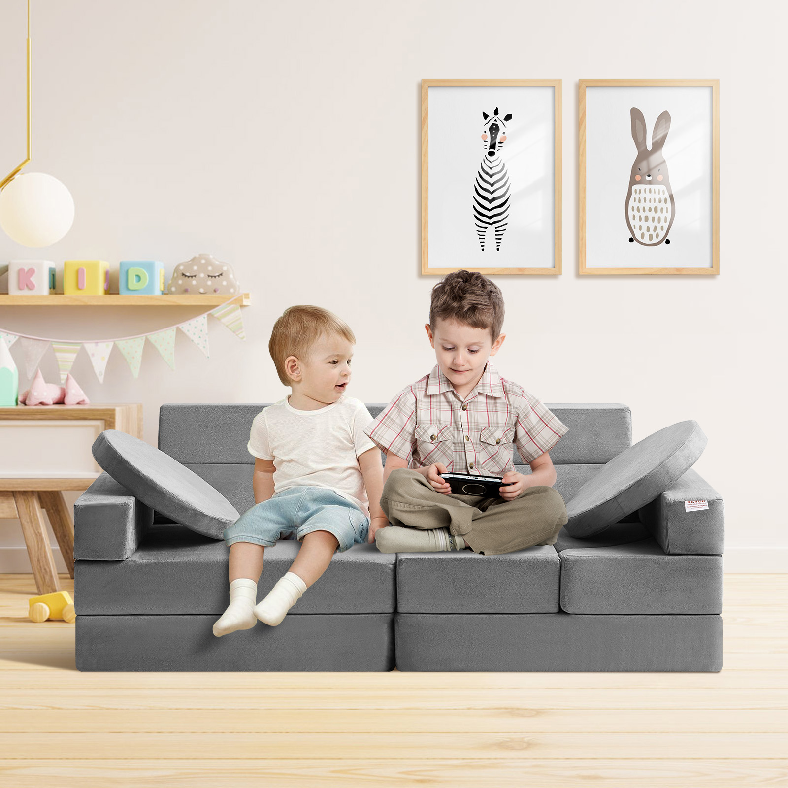 VEVOR Kids Play Couch 4-15 pcs Modular Kids Play Couch High-density 25D Sponge - Picture 10 of 50