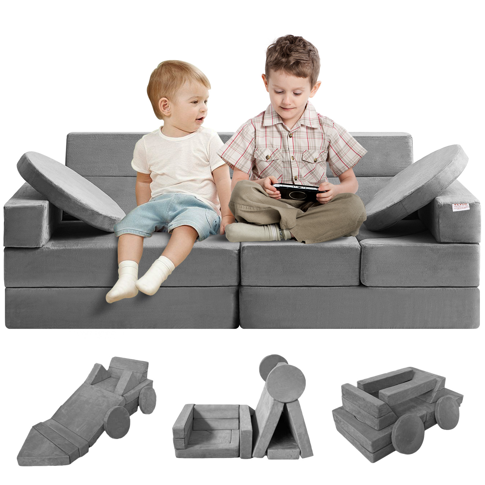 VEVOR Kids Play Couch 4-15 pcs Modular Kids Play Couch High-density 25D Sponge