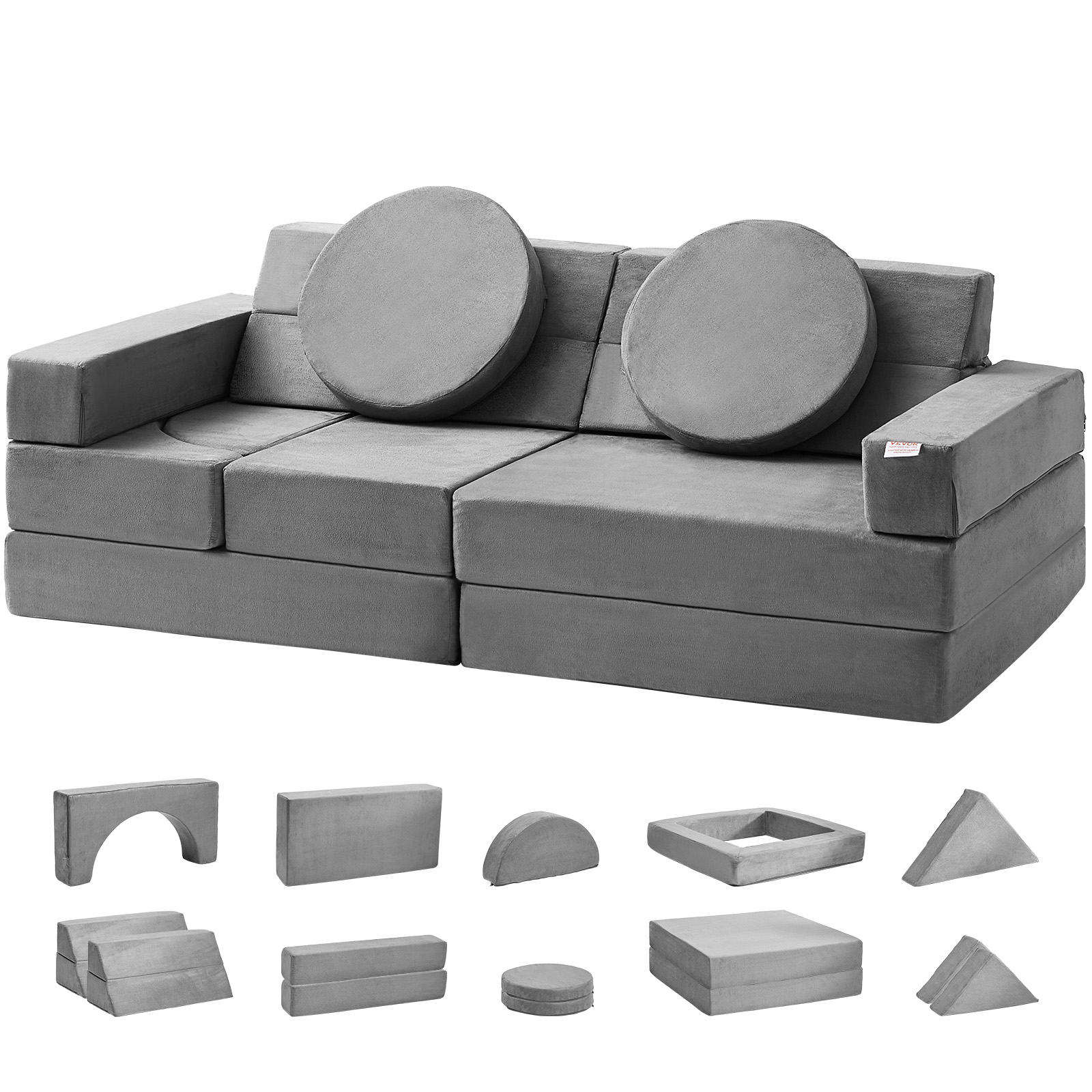 VEVOR Kids Play Couch 4-15 pcs Modular Kids Play Couch High-density 25D Sponge - Picture 11 of 50