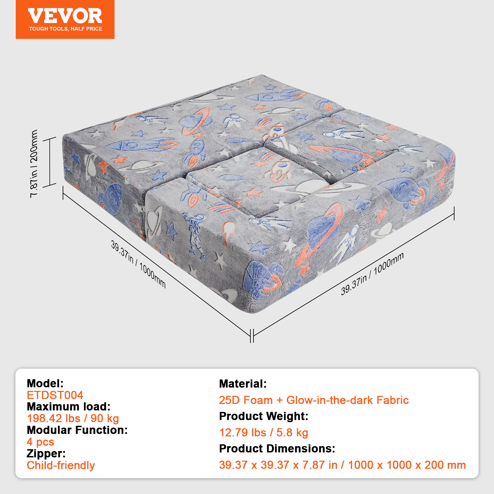 VEVOR Kids Play Couch 4-15 pcs Modular Kids Play Couch High-density 25D Sponge - Picture 45 of 50