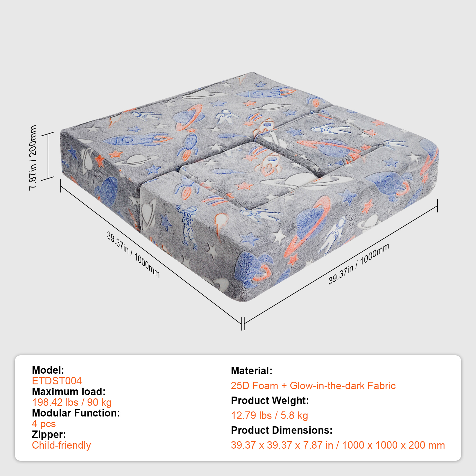 Foldable Baby Chair 2-in-1 Baby Lounger Couch Glow in Dark Kids Sofa - Picture 105 of 122