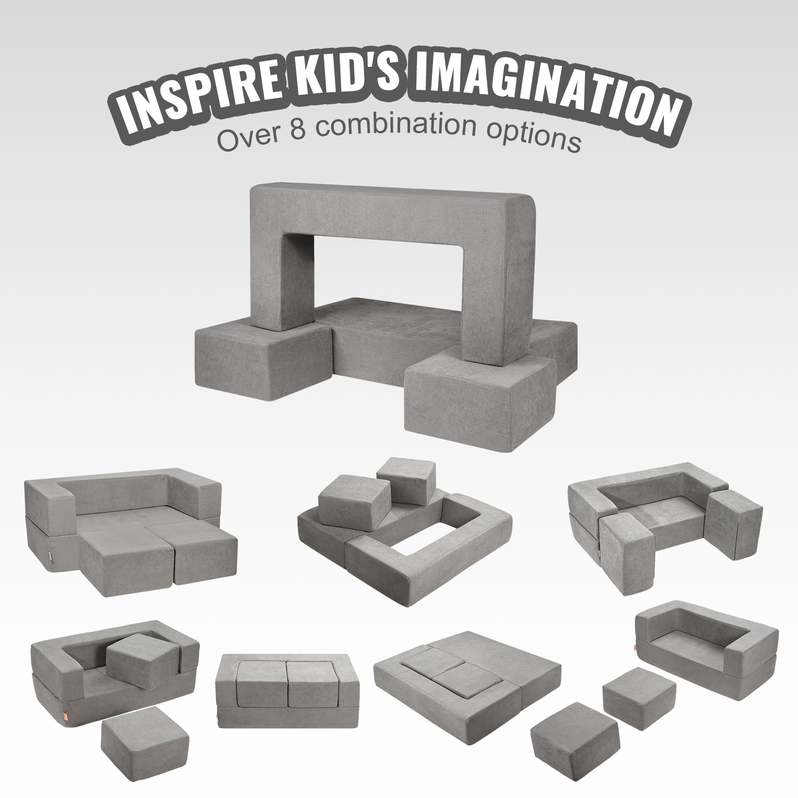 VEVOR Kids Play Couch 4-15 pcs Modular Kids Play Couch High-density 25D Sponge - Picture 17 of 50