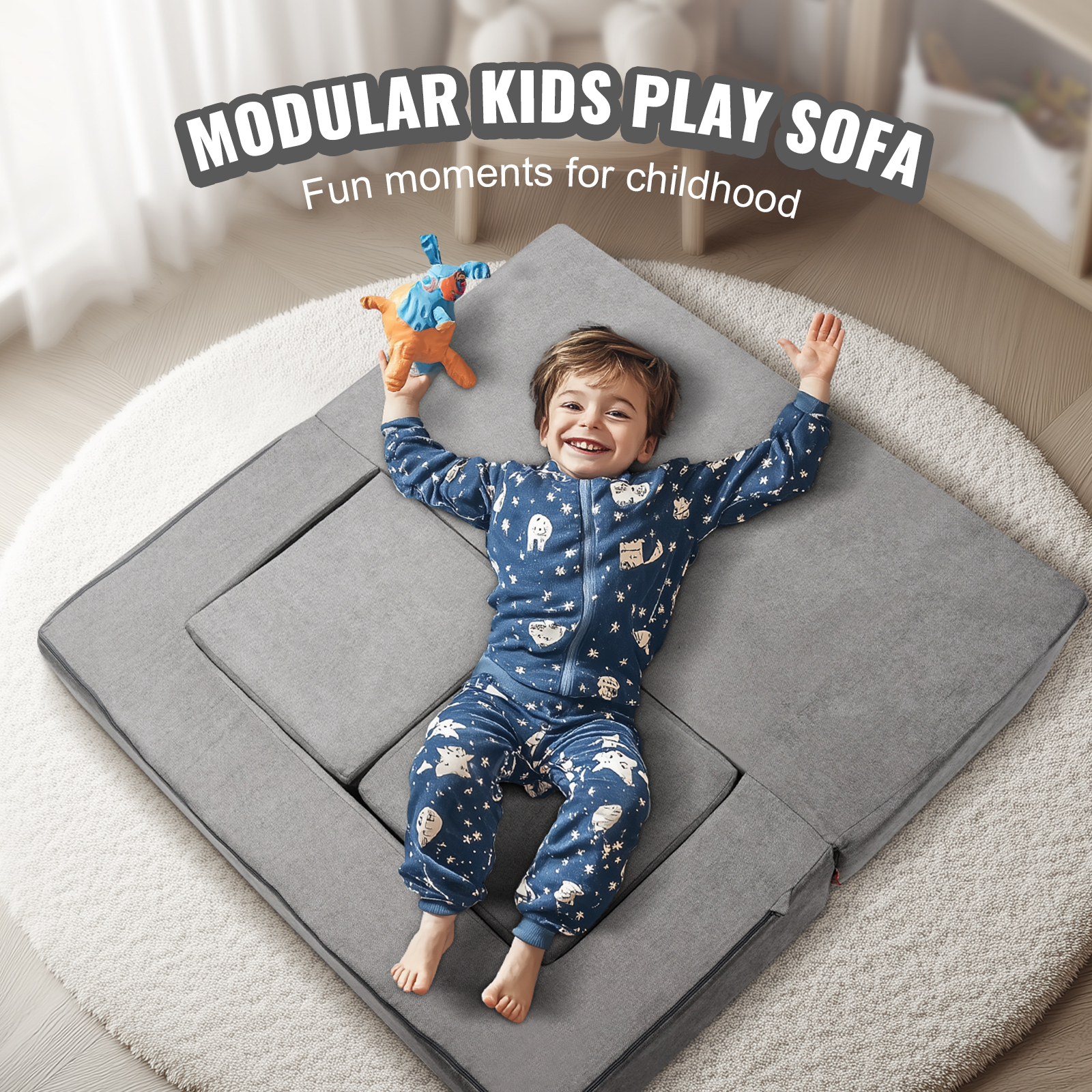 VEVOR Kids Play Couch 4-15 pcs Modular Kids Play Couch High-density 25D Sponge - Picture 20 of 50