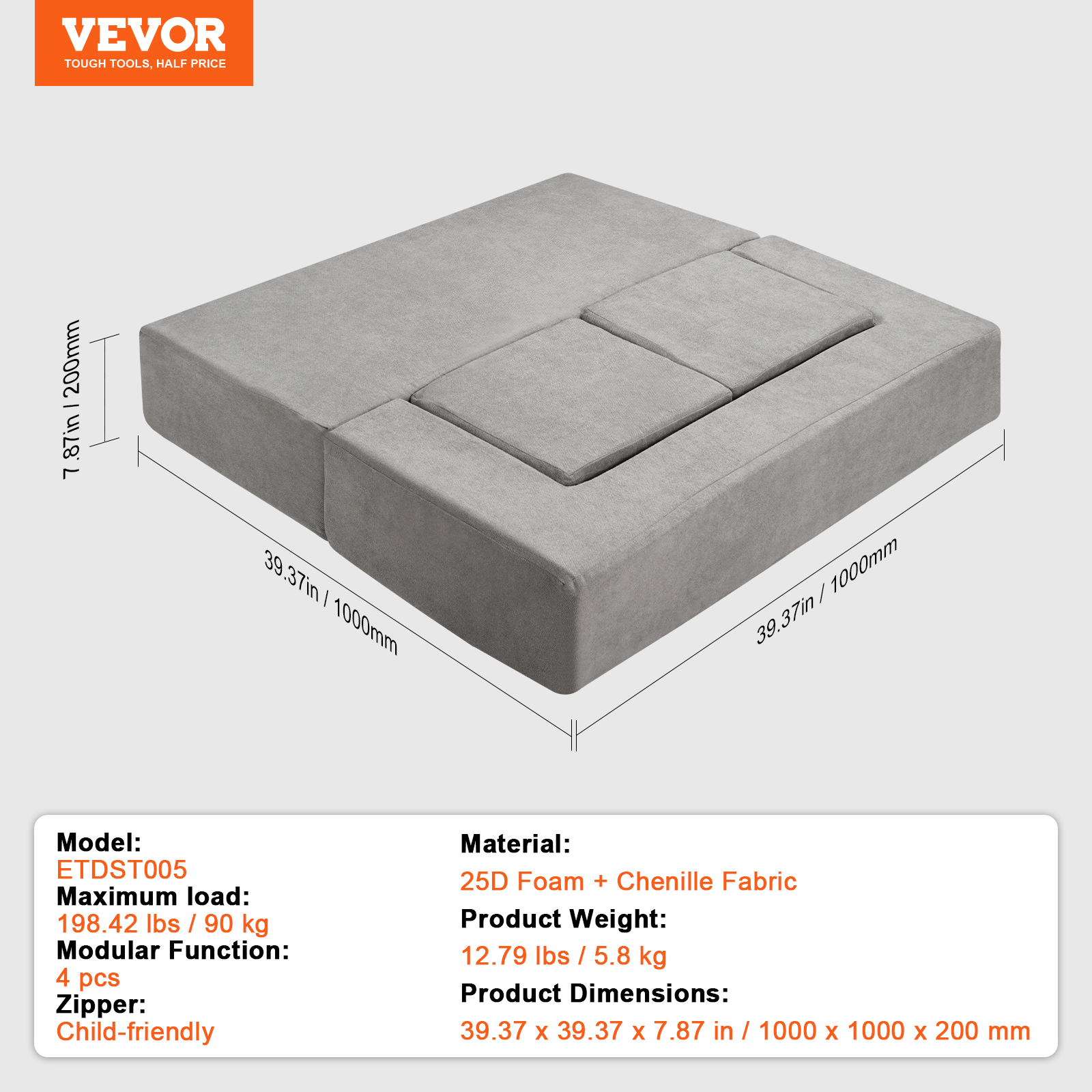 VEVOR Kids Play Couch 4-15 pcs Modular Kids Play Couch High-density 25D Sponge - Picture 21 of 50
