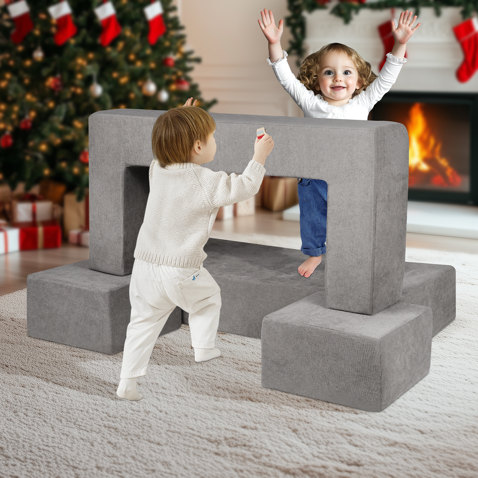 VEVOR Kids Play Couch 4-15 pcs Modular Kids Play Couch High-density 25D Sponge - Picture 22 of 50