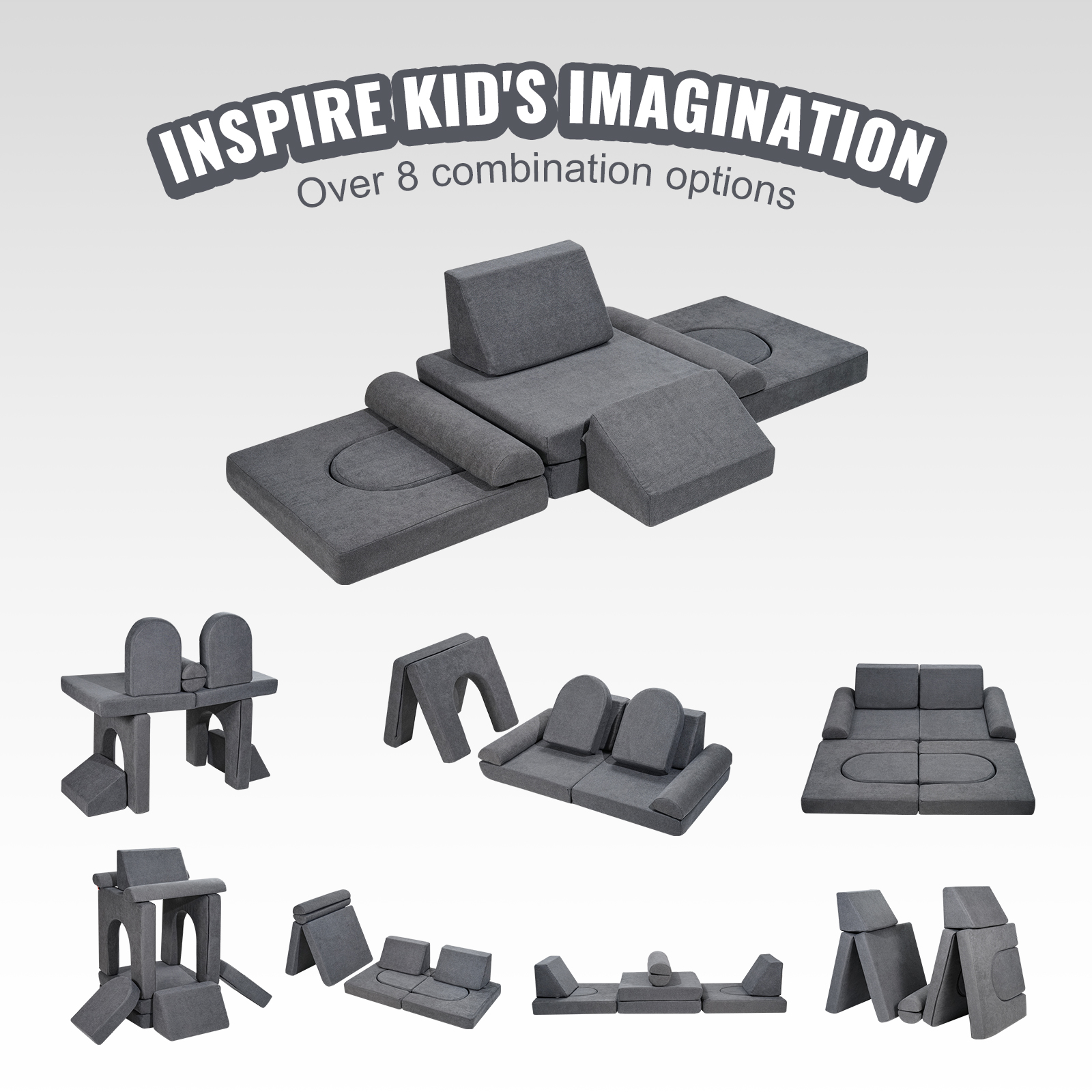 VEVOR Kids Play Couch 4-15 pcs Modular Kids Play Couch High-density 25D Sponge - Picture 29 of 50