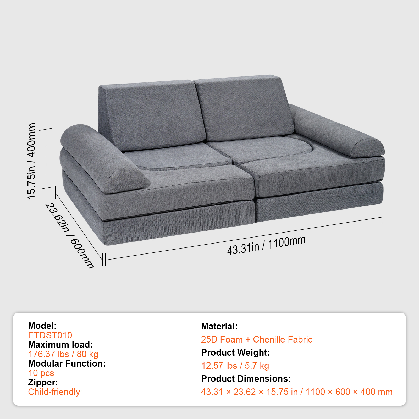 Foldable Baby Chair 2-in-1 Baby Lounger Couch Glow in Dark Kids Sofa - Picture 81 of 122