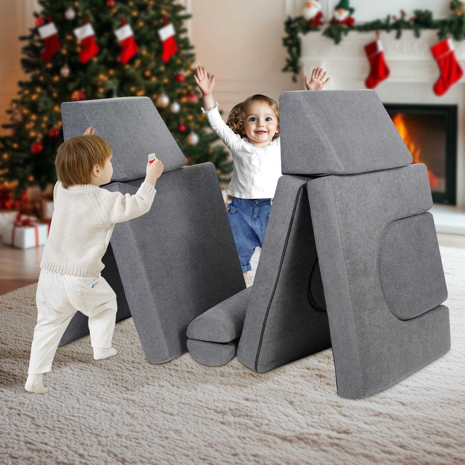 VEVOR Kids Play Couch 4-15 pcs Modular Kids Play Couch High-density 25D Sponge - Picture 34 of 50