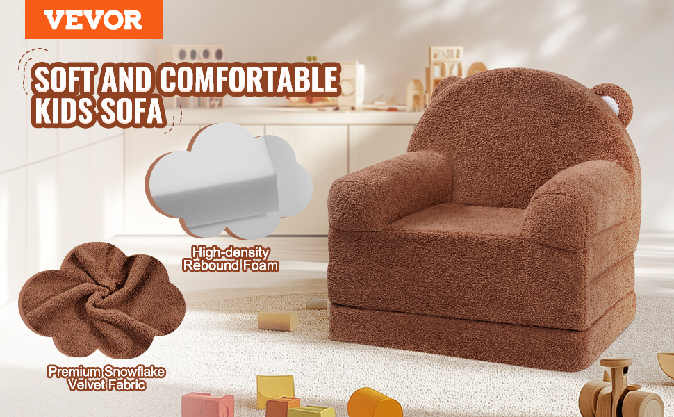 GarveeHome Kids Convertible Sofa Chair - 2-in-1 Toddler Lounger With Sherpa Cover, Holds 150lbs, Easy Setup