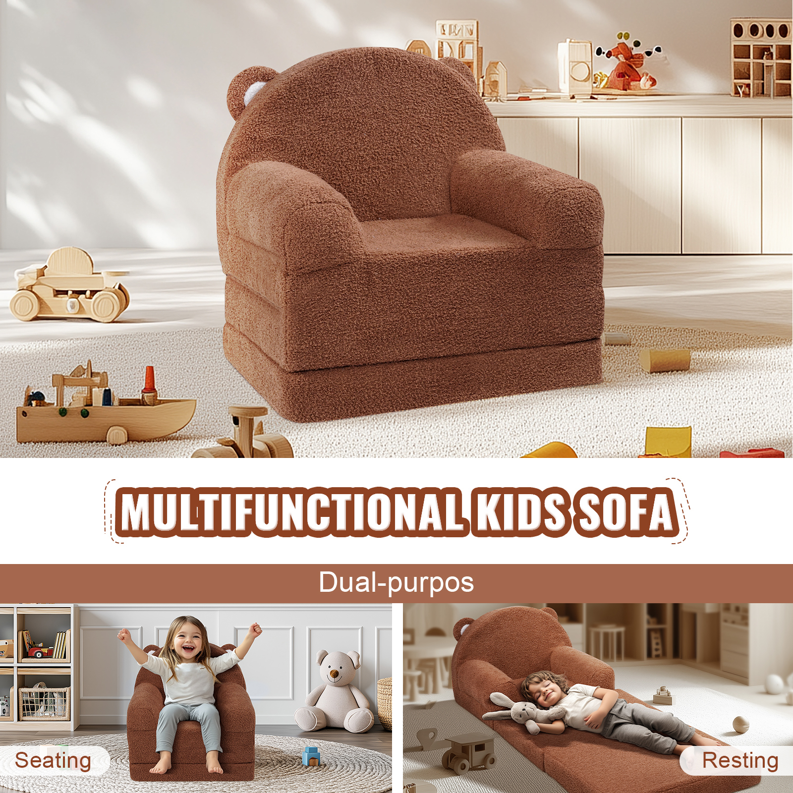 Foldable Baby Chair 2-in-1 Baby Lounger Couch Glow in Dark Kids Sofa - Picture 112 of 122