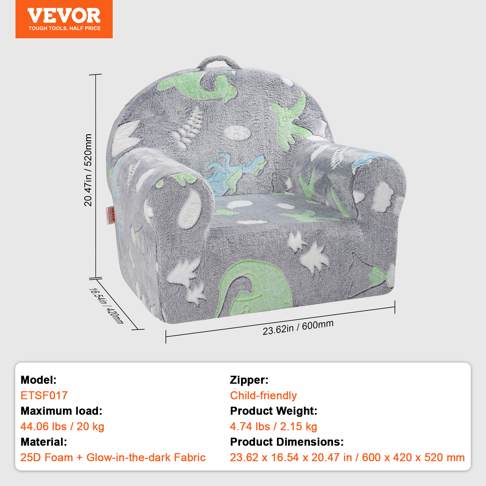 VEVOR Toddler Chair Glow in the Dark Fleece/Plush Baby Chair Playroom Furniture - Picture 21 of 26