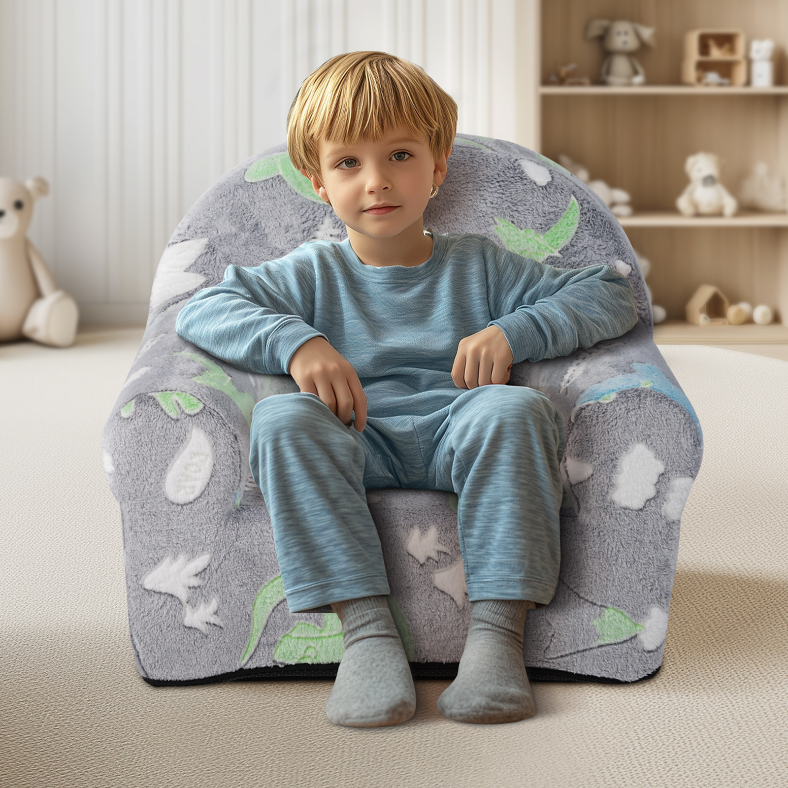 VEVOR Toddler Chair Glow in the Dark Fleece/Plush Baby Chair Playroom Furniture - Picture 22 of 26