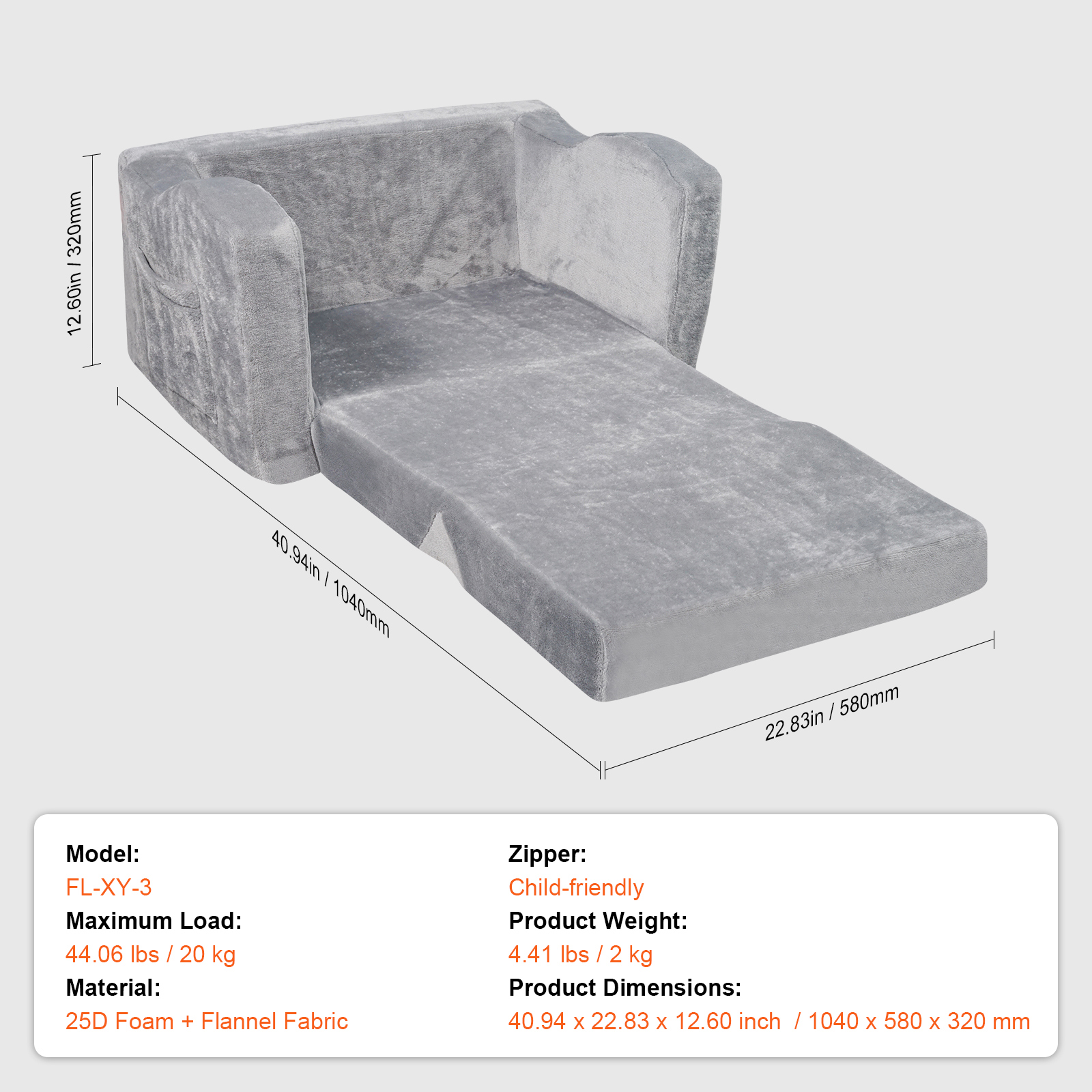 Foldable Baby Chair 2-in-1 Baby Lounger Couch Glow in Dark Kids Sofa - Picture 45 of 122