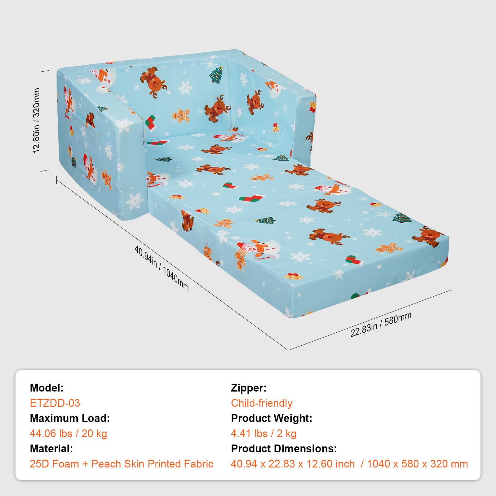 Foldable Baby Chair 2-in-1 Baby Lounger Couch Glow in Dark Kids Sofa - Picture 93 of 122