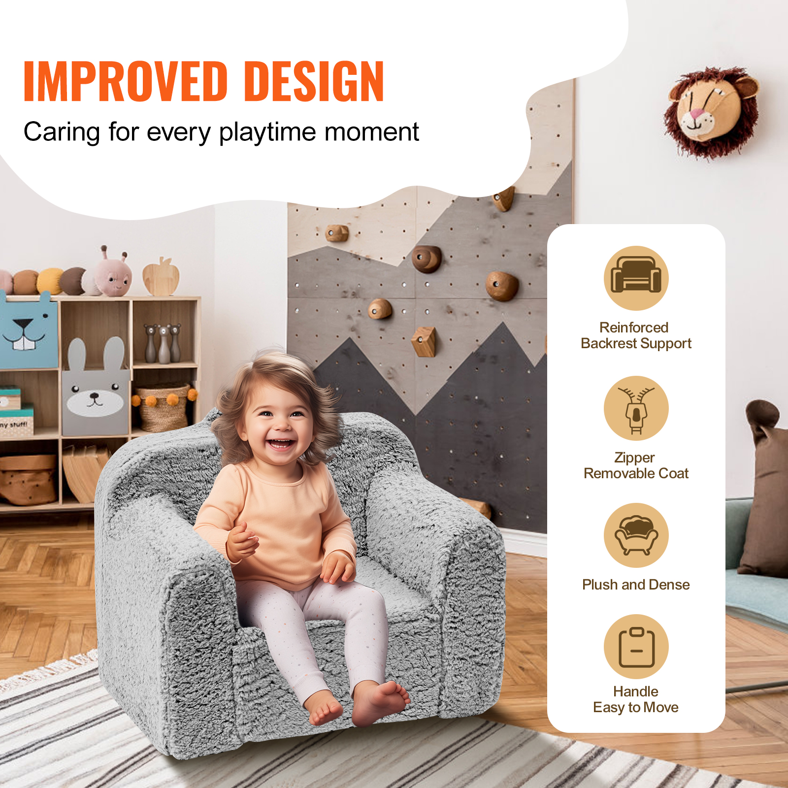 VEVOR Toddler Chair Glow in the Dark Fleece/Plush Baby Chair Playroom Furniture - Picture 7 of 26