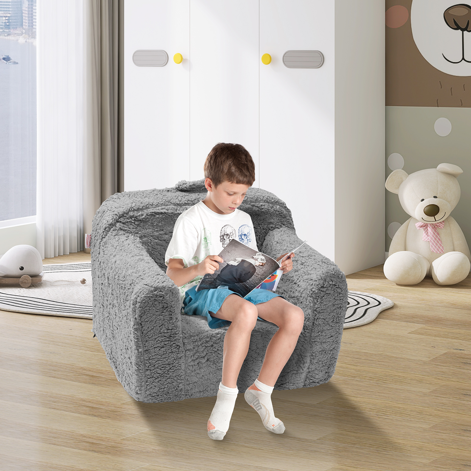 VEVOR Toddler Chair Glow in the Dark Fleece/Plush Baby Chair Playroom Furniture - Picture 10 of 26