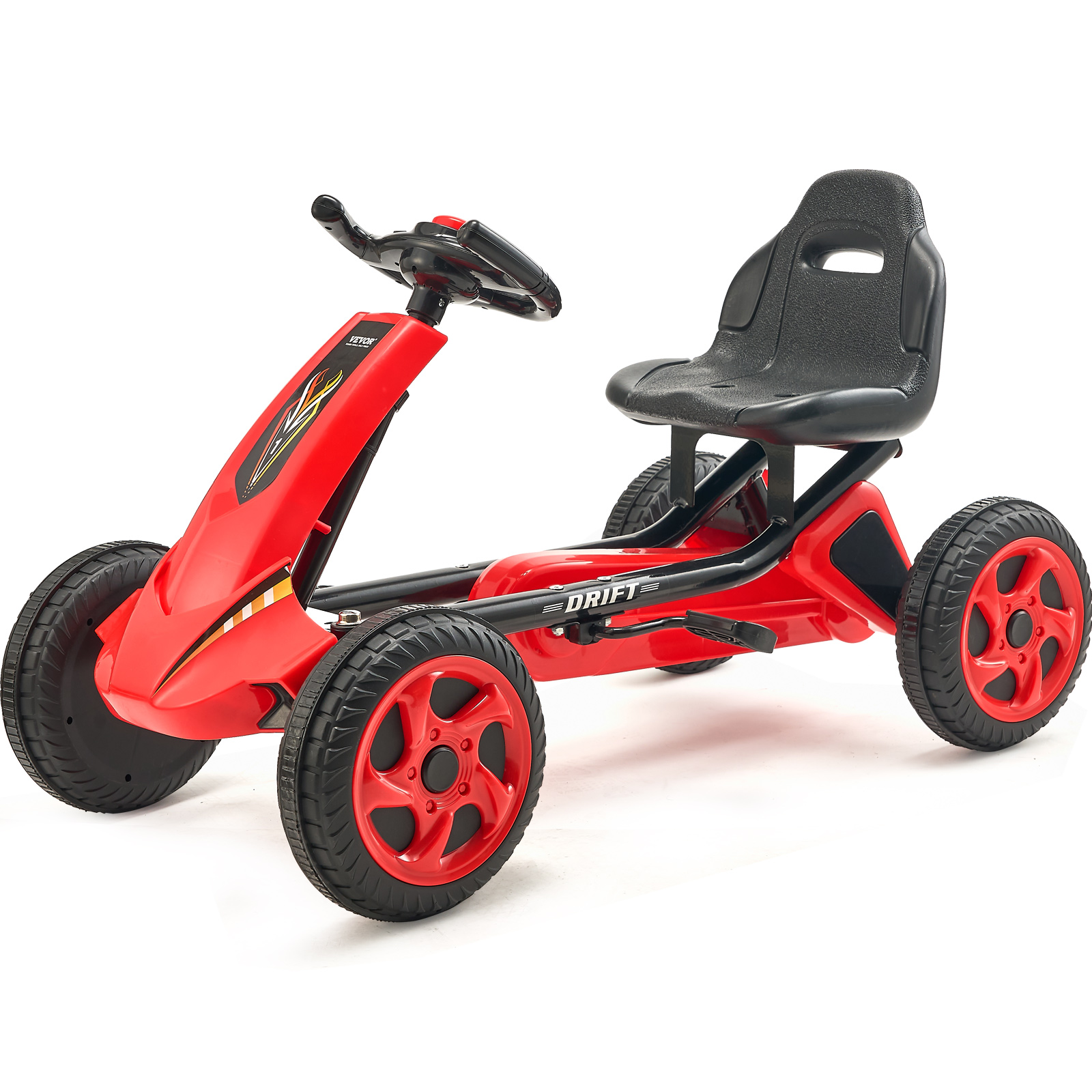 VEVOR Go Kart 4 Wheel Pedal Ride On Toy for Kids Adjustable Seat Ages 3-12 Red - Imagen 15 de 26