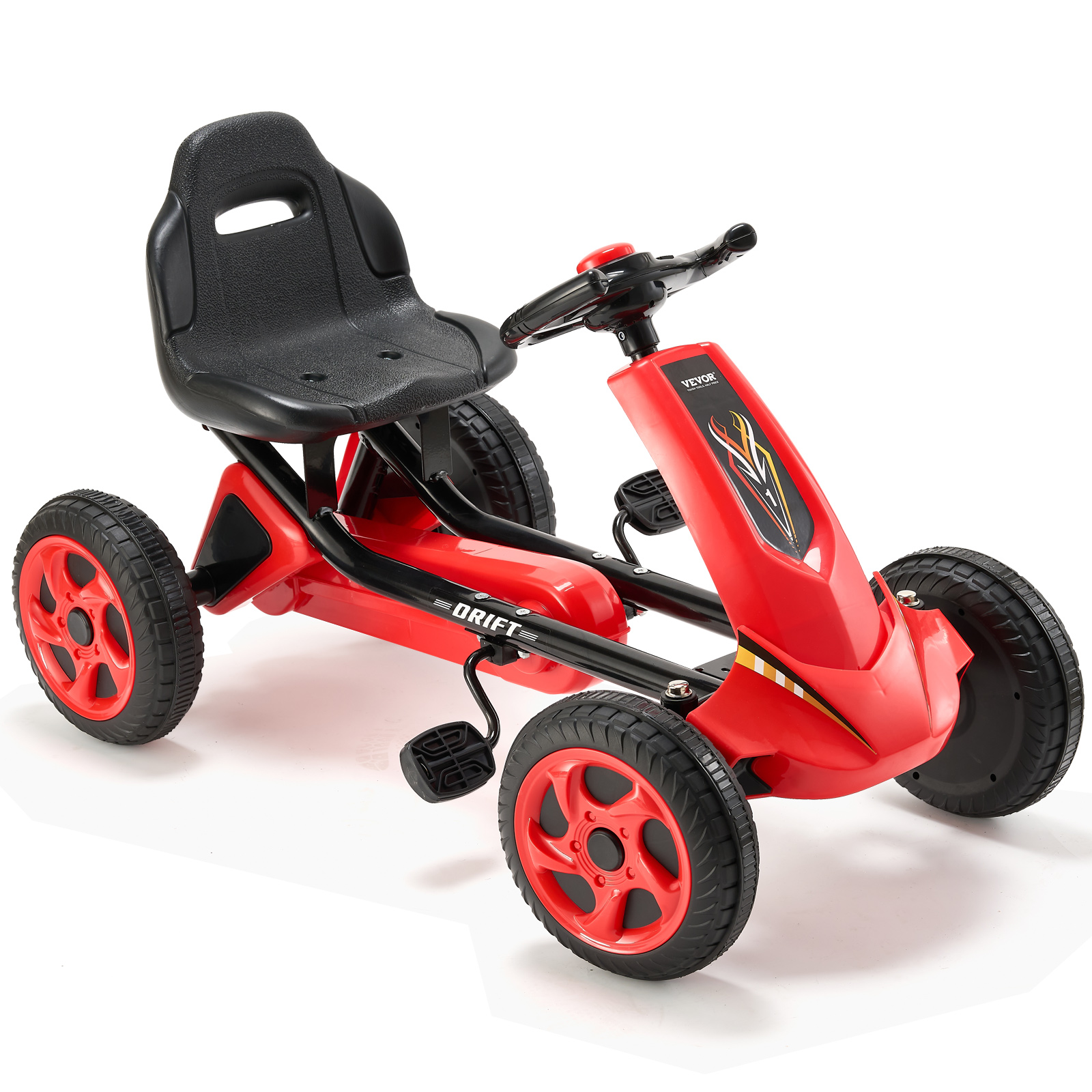 VEVOR Go Kart 4 Wheel Pedal Ride On Toy for Kids Adjustable Seat Ages 3-12 Red - Imagen 24 de 26