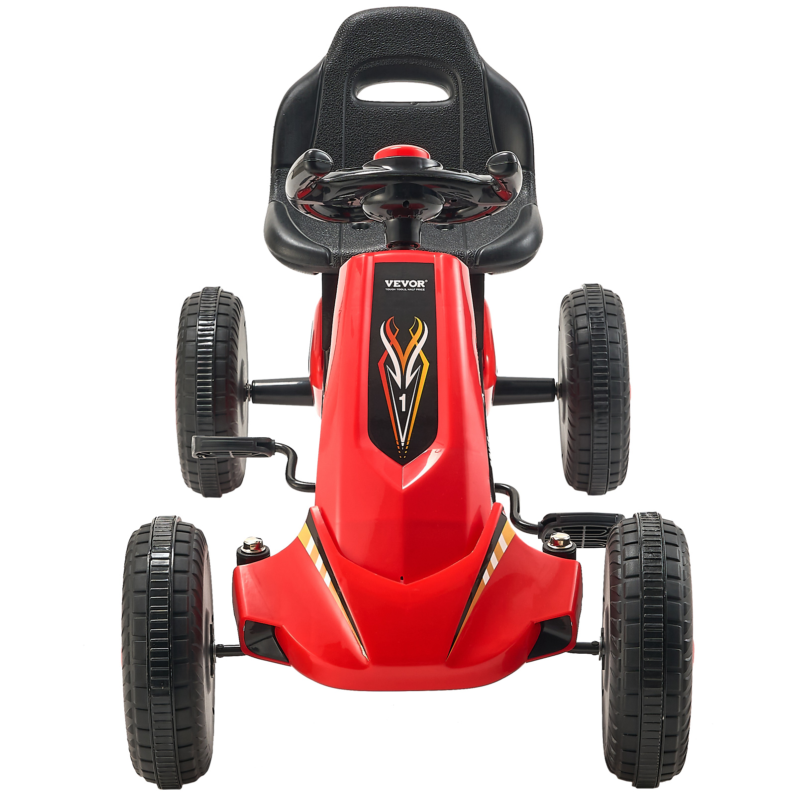 VEVOR Go Kart 4 Wheel Pedal Ride On Toy for Kids Adjustable Seat Ages 3-12 Red - Imagen 26 de 26
