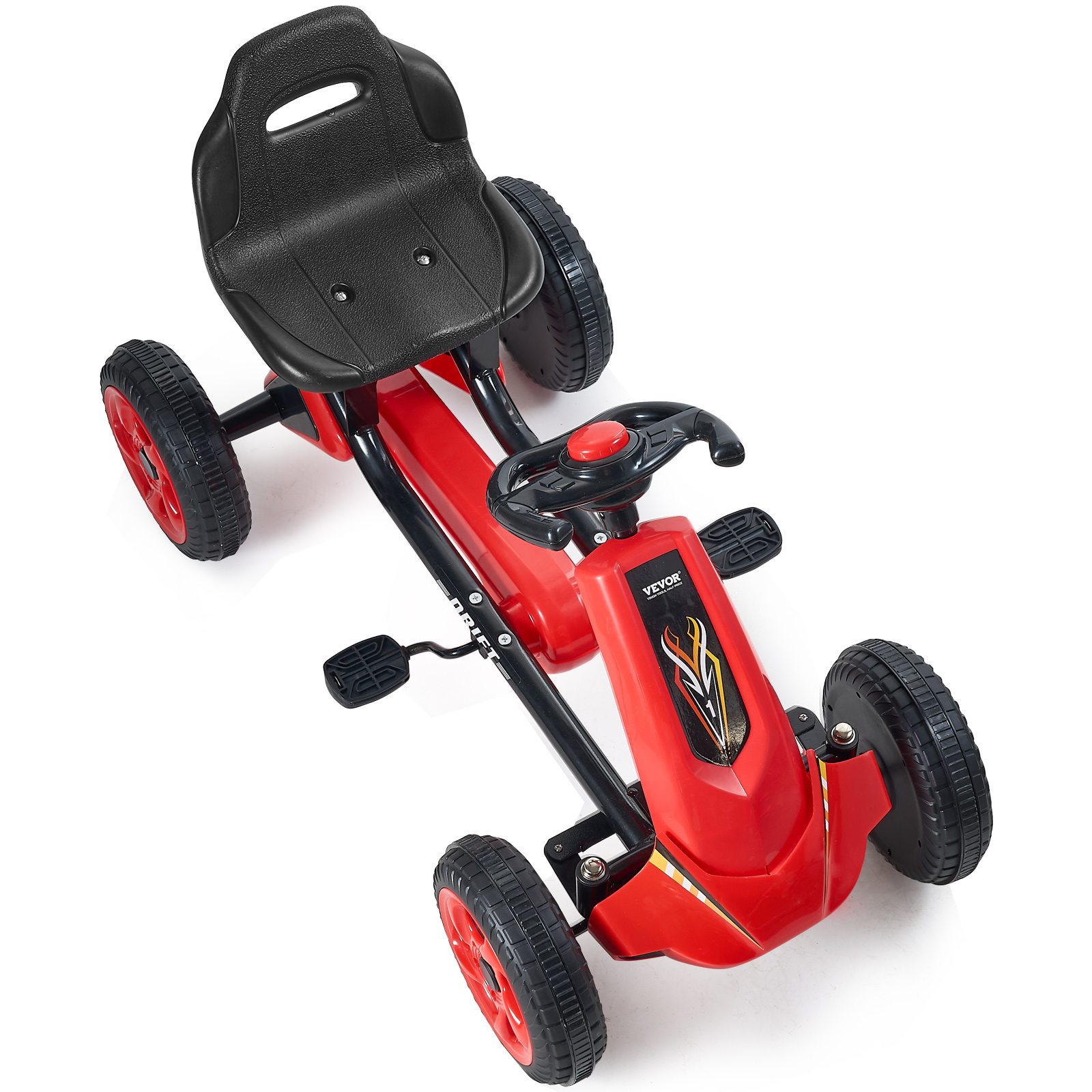 VEVOR Go Kart 4 Wheel Pedal Ride On Toy for Kids Adjustable Seat Ages 3-12 Red - Imagen 23 de 26