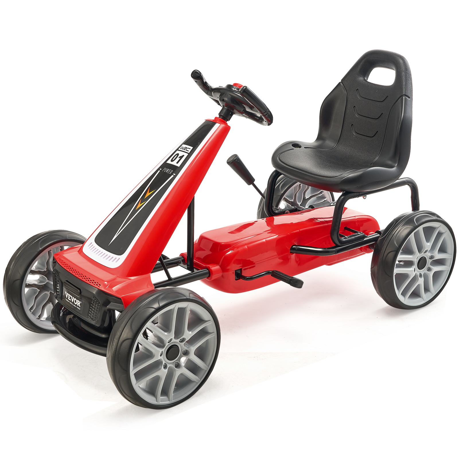 VEVOR Go Kart 4 Wheel Pedal Ride On Toy for Kids Adjustable Seat Ages 3-12 Red - Imagen 11 de 26