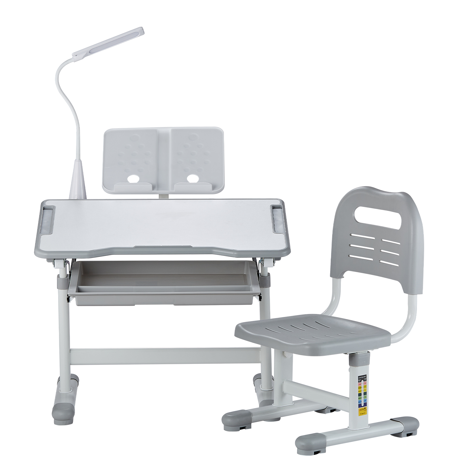 Uimoso Kids Chair and Desk Set with Table Lamp, Adjustable Height
