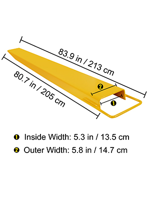 VEVOR Pallet Fork Extension 84 Inch Length 5.8 Inch Width, Heavy Duty Alloy Steel Fork Extensions for forklifts, 1 Pair Forklift Extension, Yellow