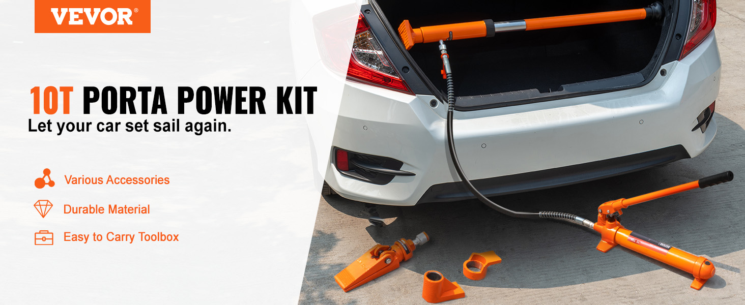VEVOR 10 Ton Hydraulic Jack Air Pump Lift Ram Body Frame Porta