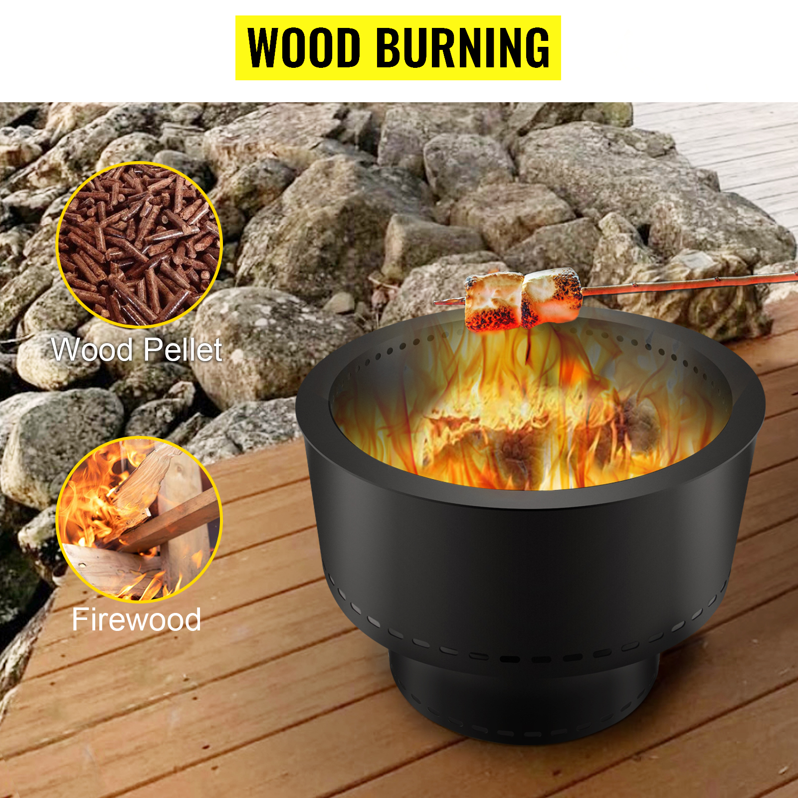 Vevor Smokeless Fire Pit Stove Bonfire 13.5inch Carbon Steel 
