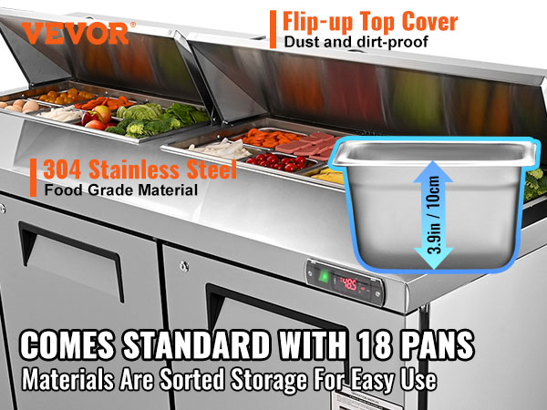 3 Door Sandwich Prep Table Refrigerator - Stainless Steel Food