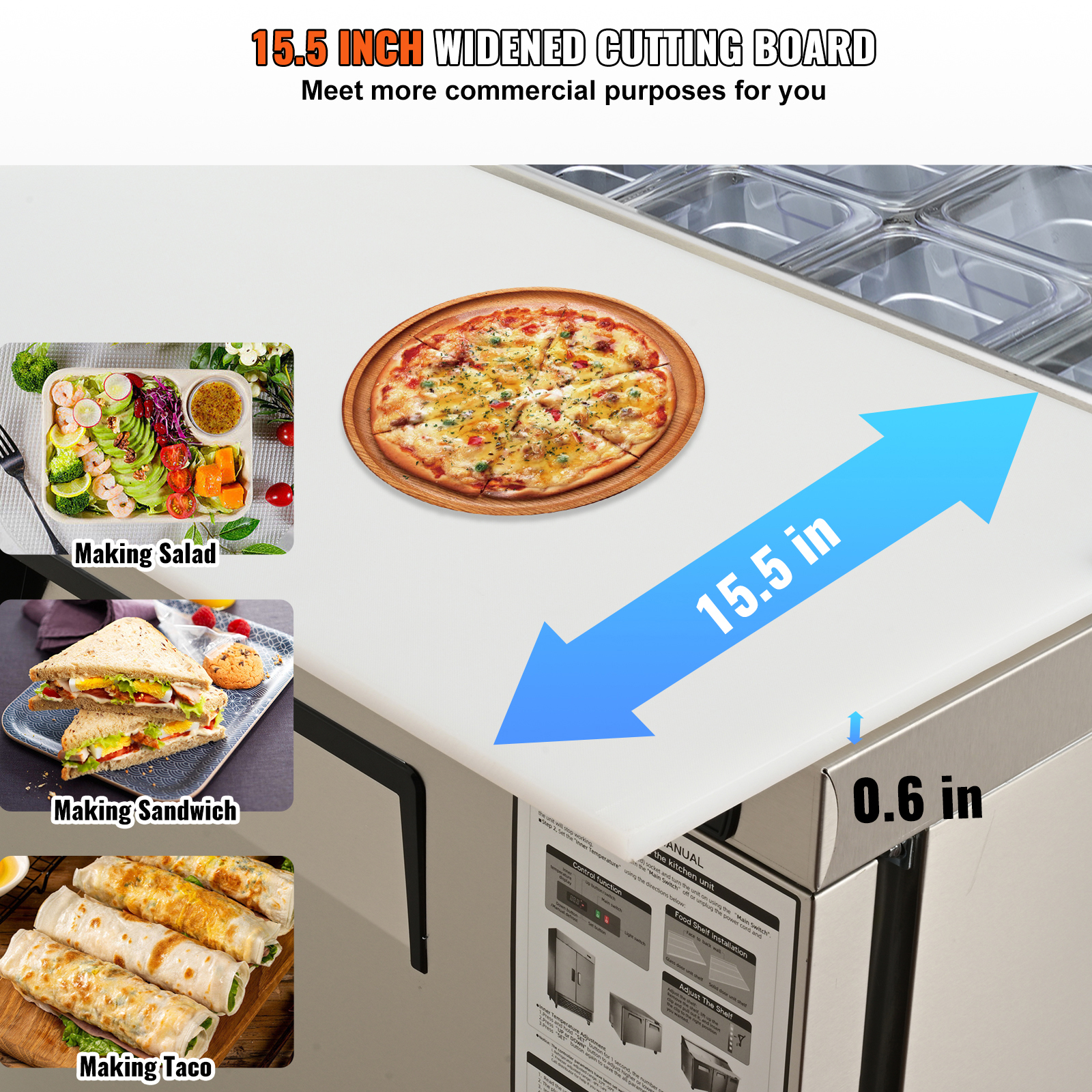 Uimoso 28/48/60/72" Refrigeration Sandwich Salad Prep Table Undercounter Worktop - Picture 12 of 145