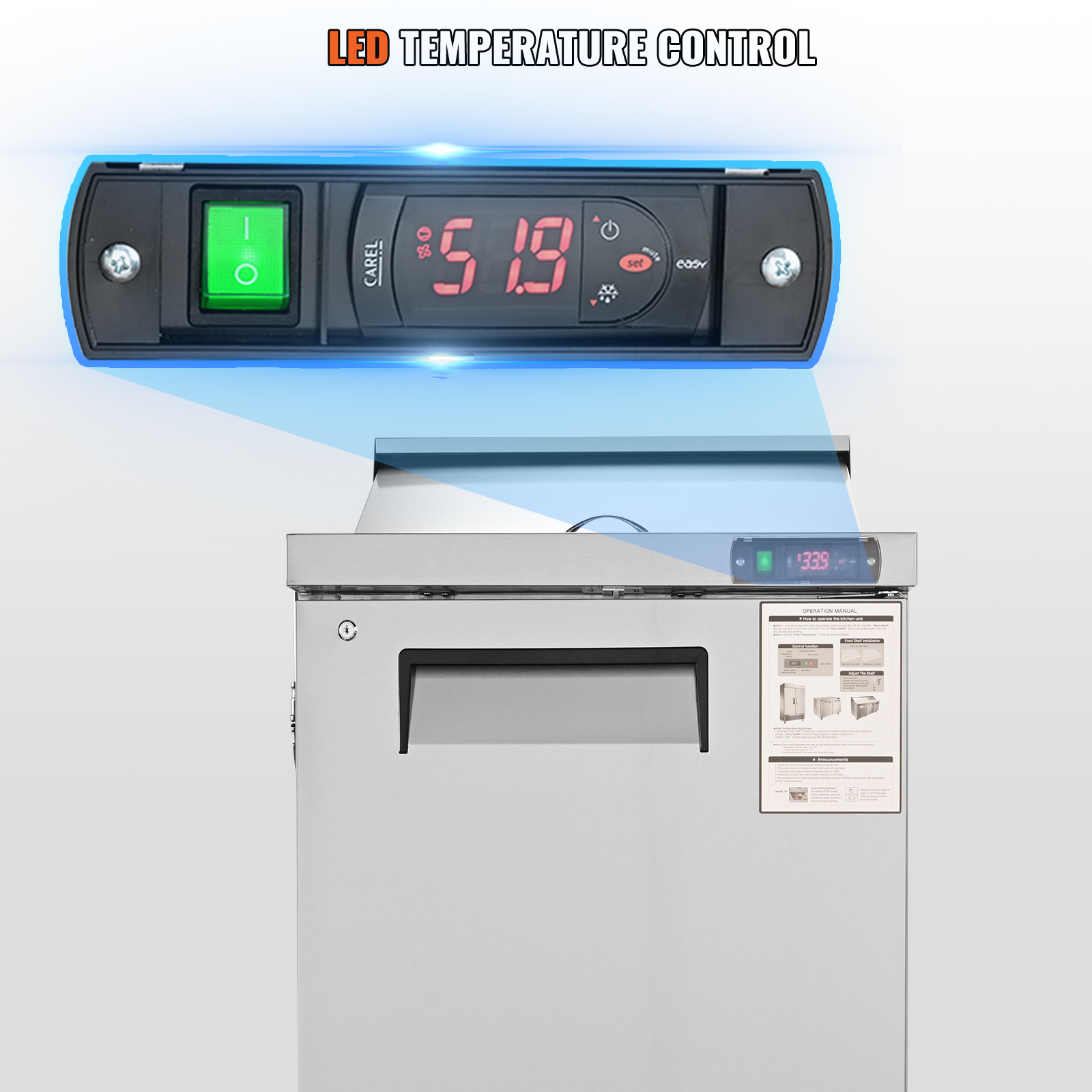 Uimoso 28/48/60/72" Refrigeration Sandwich Salad Prep Table Undercounter Worktop - Picture 13 of 145