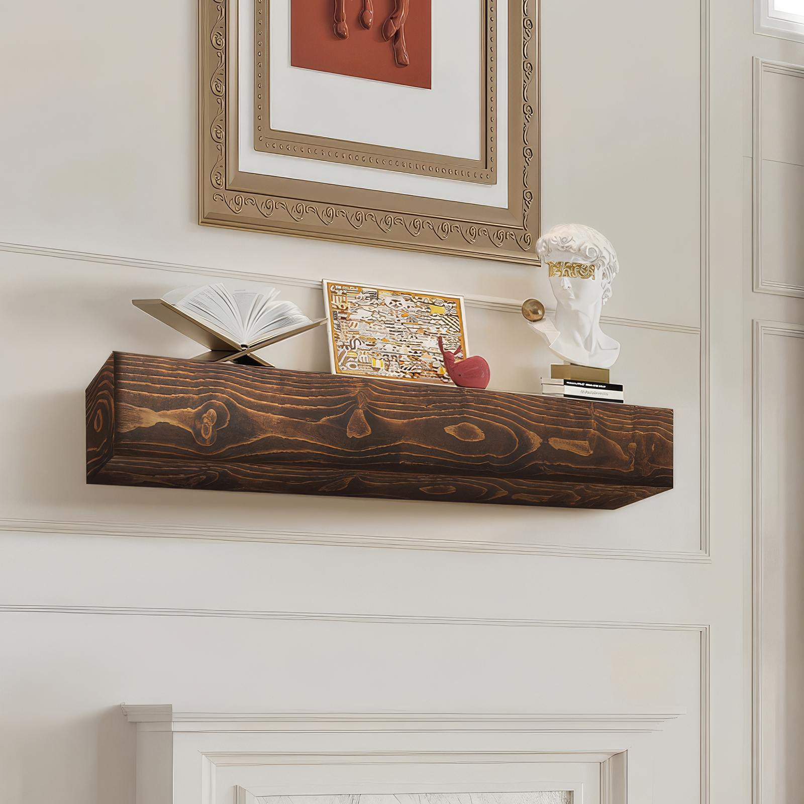 VEVOR Fireplace Mantel Wood Shelf Floating Rustic Mantel Shelf 48/60/72/84"
