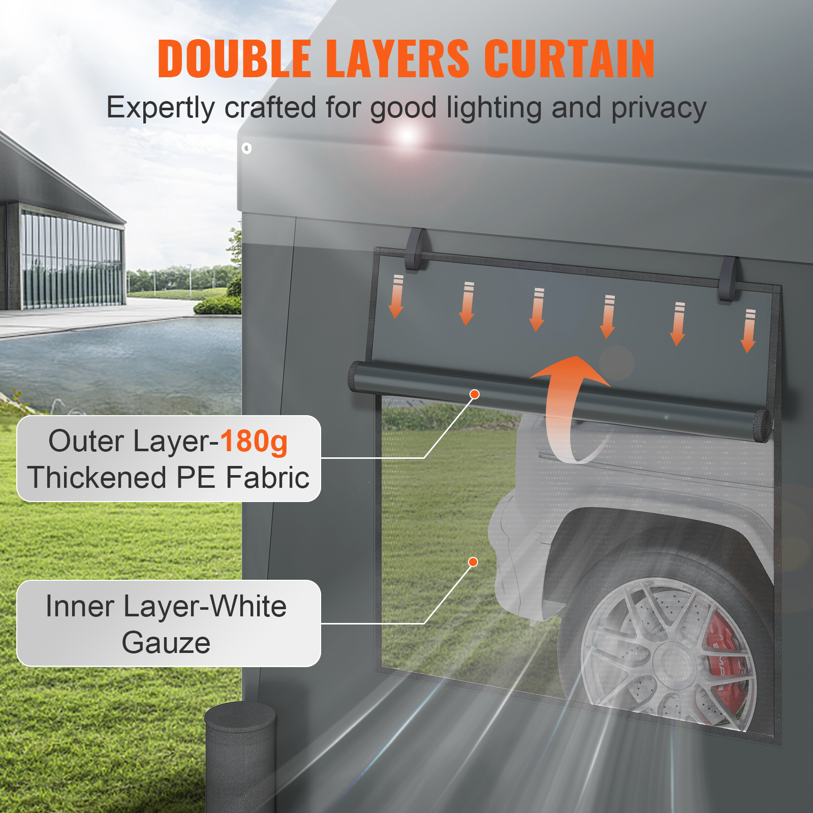 Carport Car Canopy Garage Shelter Tent 10/12x20FT 8 Legs Sidewalls&Windows - Picture 5 of 67