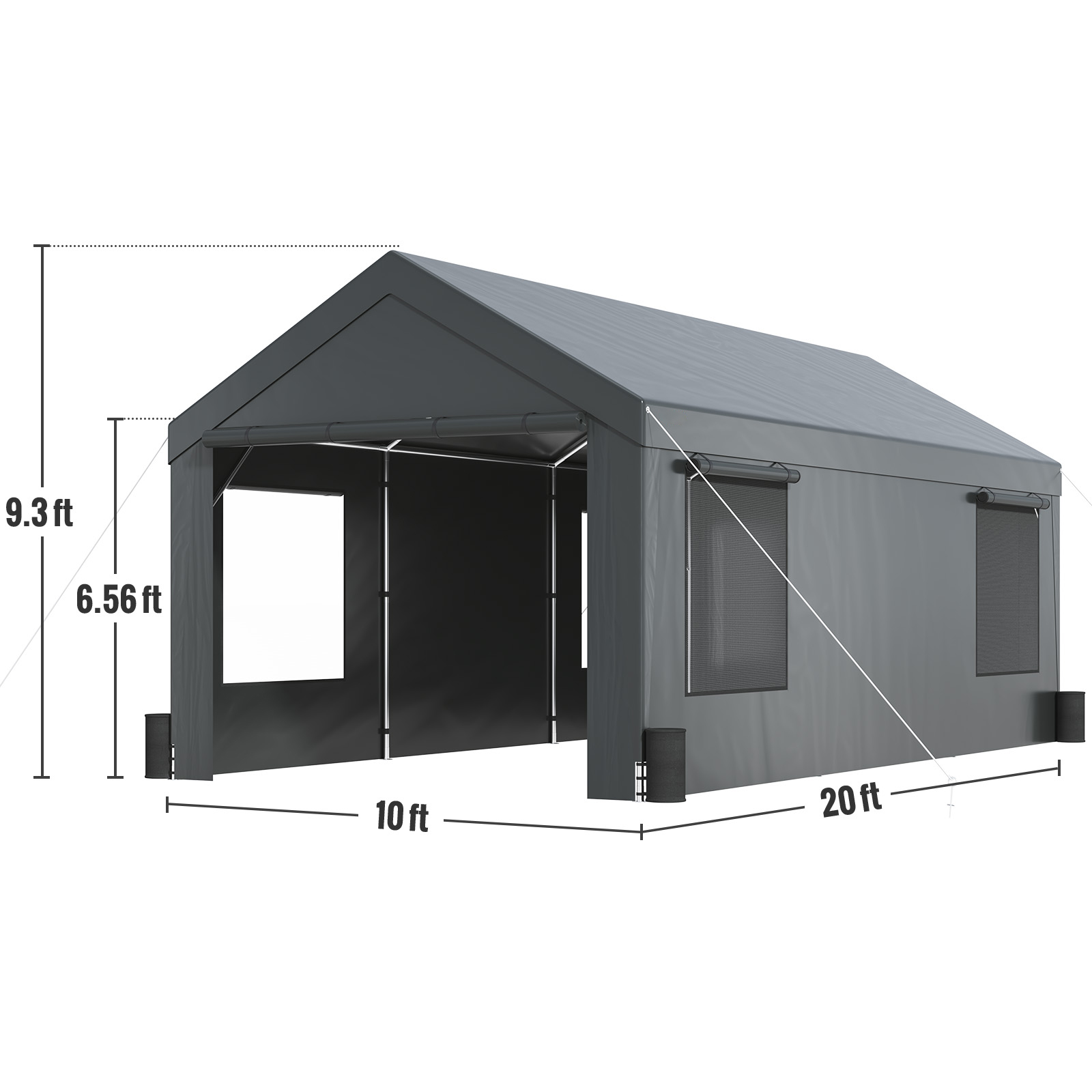 Carport Car Canopy Garage Shelter Tent 10/12x20FT 8 Legs Sidewalls&Windows - Picture 9 of 67