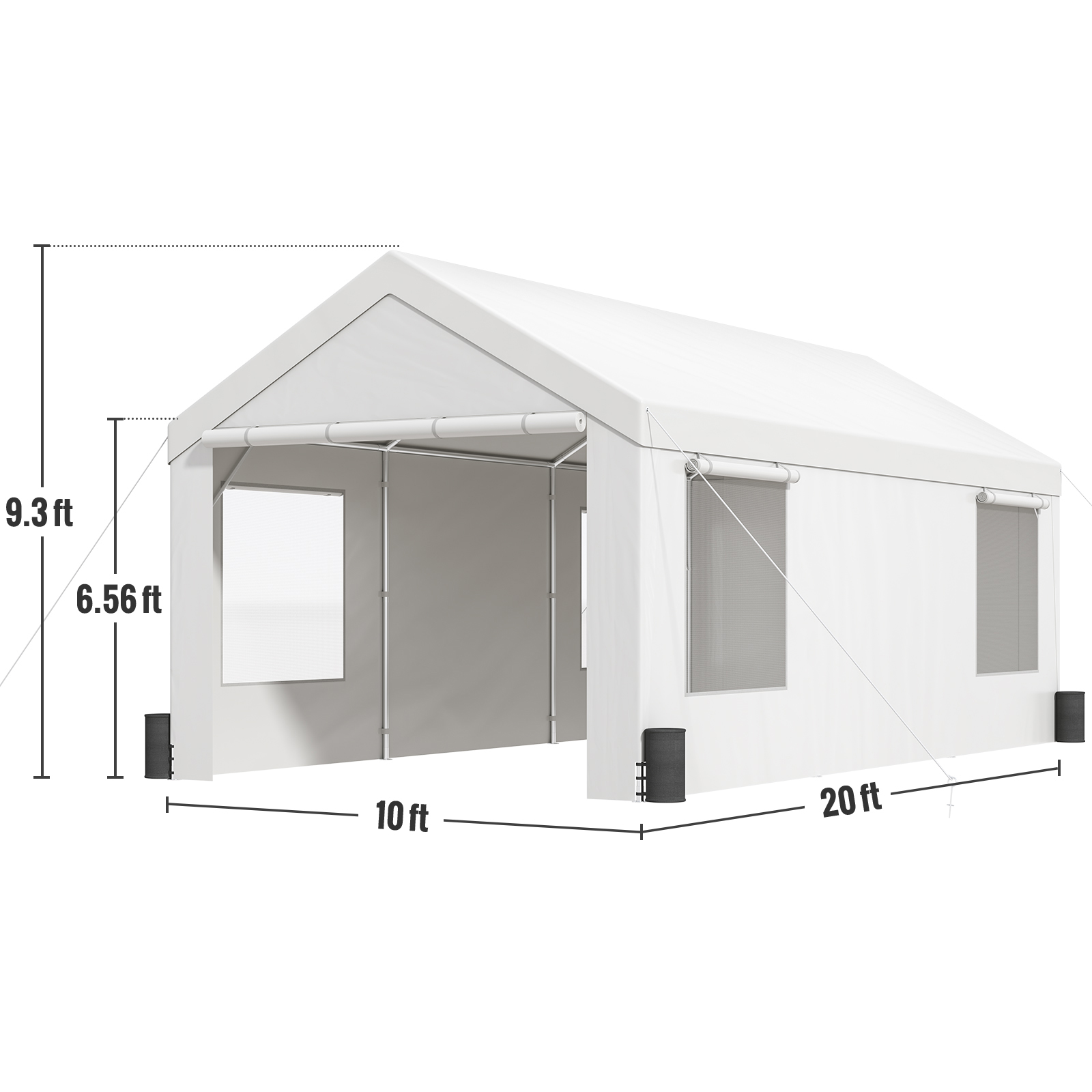 Carport Car Canopy Garage Shelter Tent 10/12x20FT 8 Legs Sidewalls&Windows - Picture 42 of 67