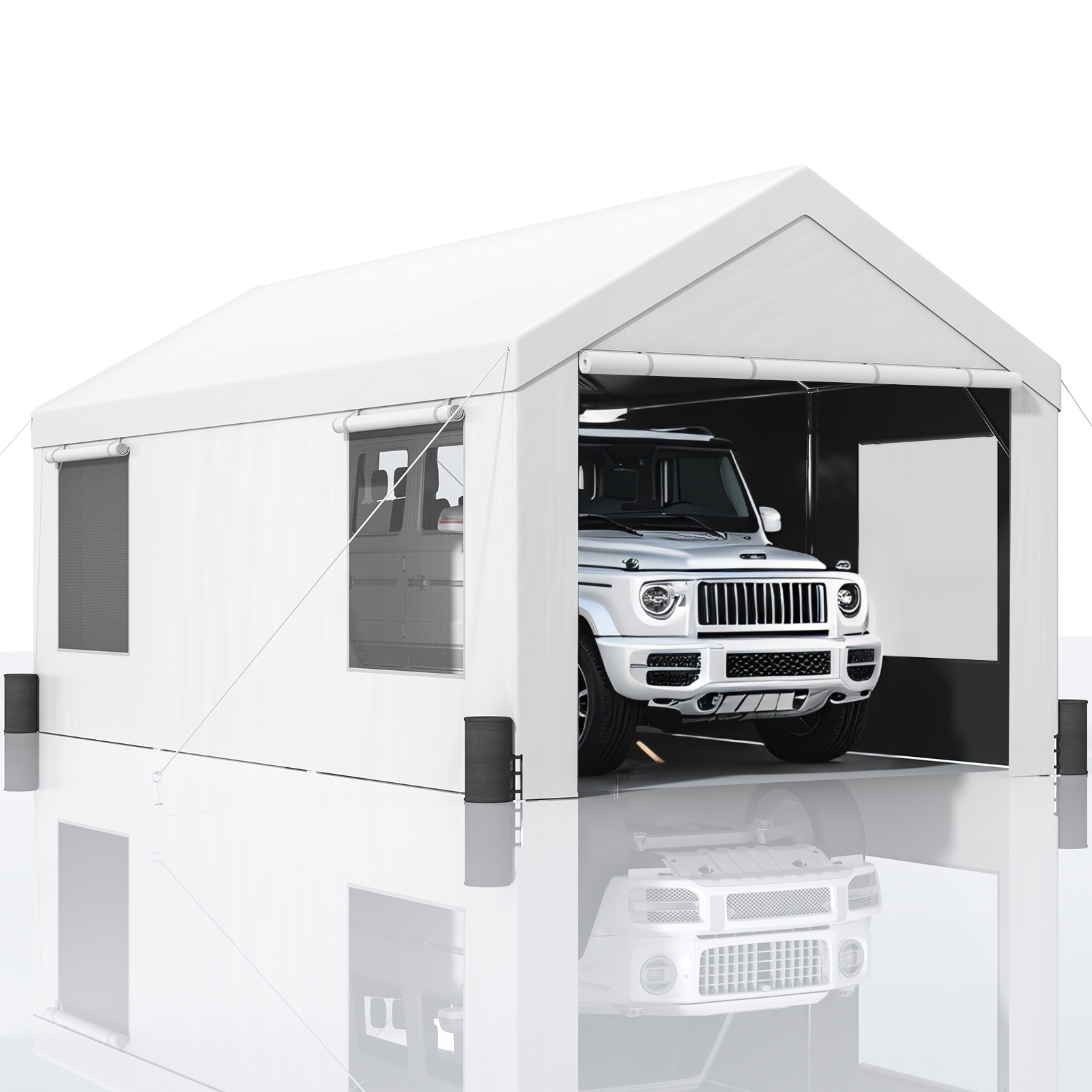 Carport Car Canopy Garage Shelter Tent 10/12x20FT 8 Legs Sidewalls&Windows - Picture 35 of 67