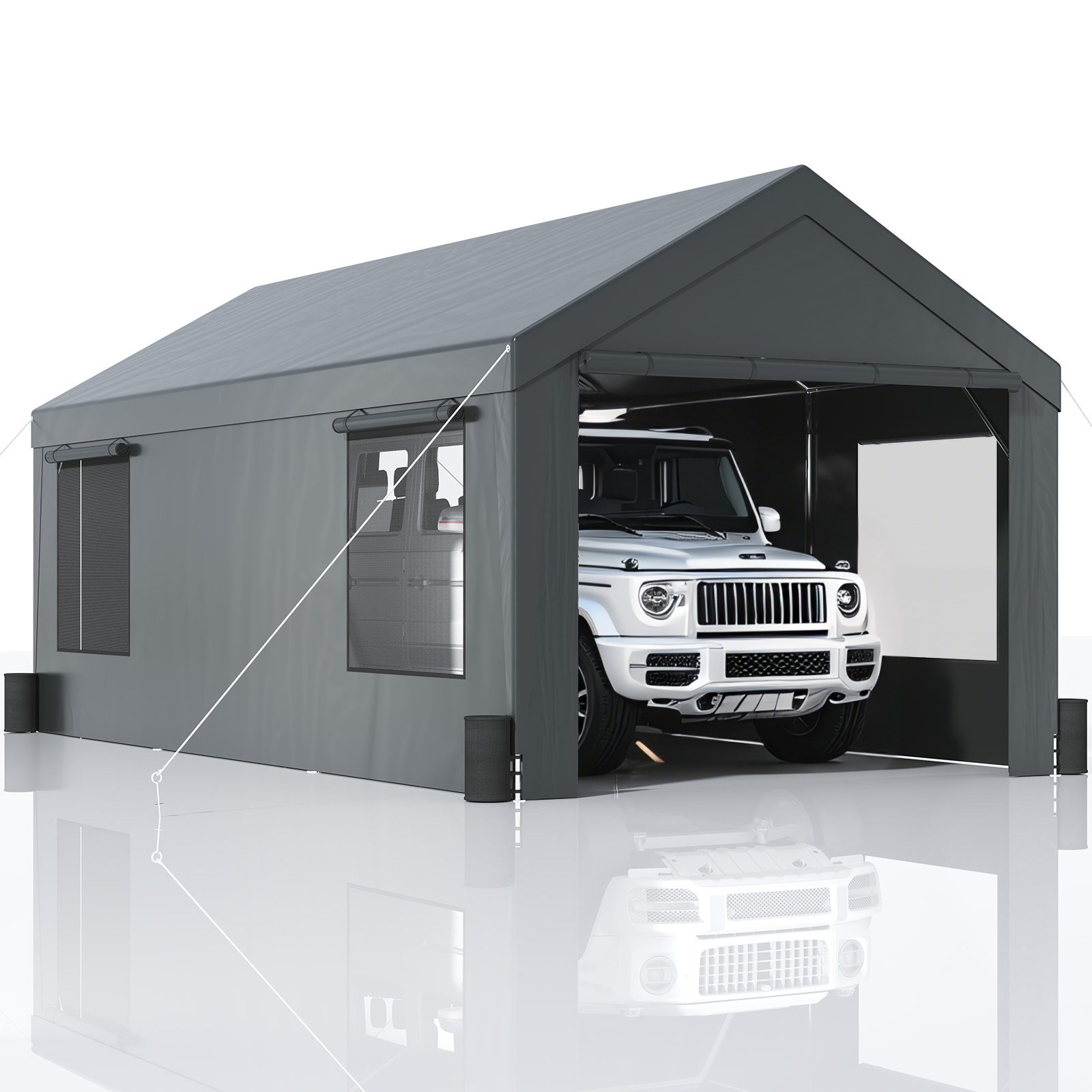 Carport Car Canopy Garage Shelter Tent 10/12x20FT 8 Legs Sidewalls&Windows - Picture 24 of 67