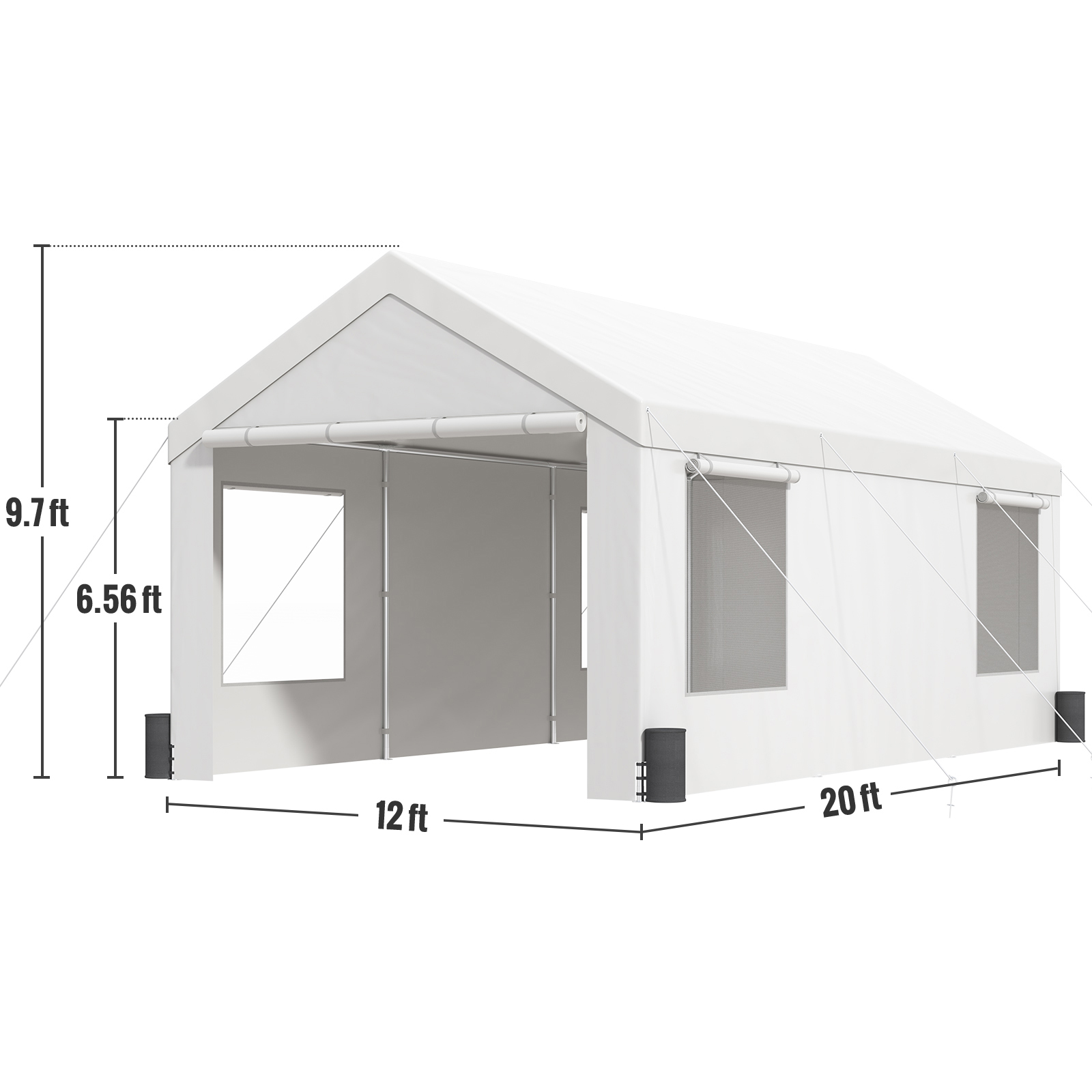 Carport Car Canopy Garage Shelter Tent 10/12x20FT 8 Legs Sidewalls&Windows - Picture 20 of 67