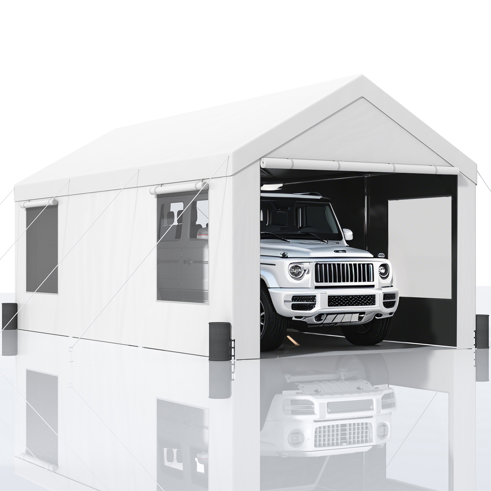 Carport Car Canopy Garage Shelter Tent 10/12x20FT 8 Legs Sidewalls&Windows - Picture 13 of 67