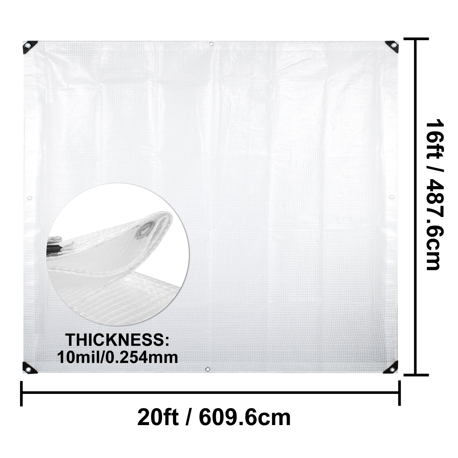 Vevor Nursery Tarps Clear Tarp For Greenhouse 16x20ft Tarps 10mil Outdoor Garden VEVOR CA