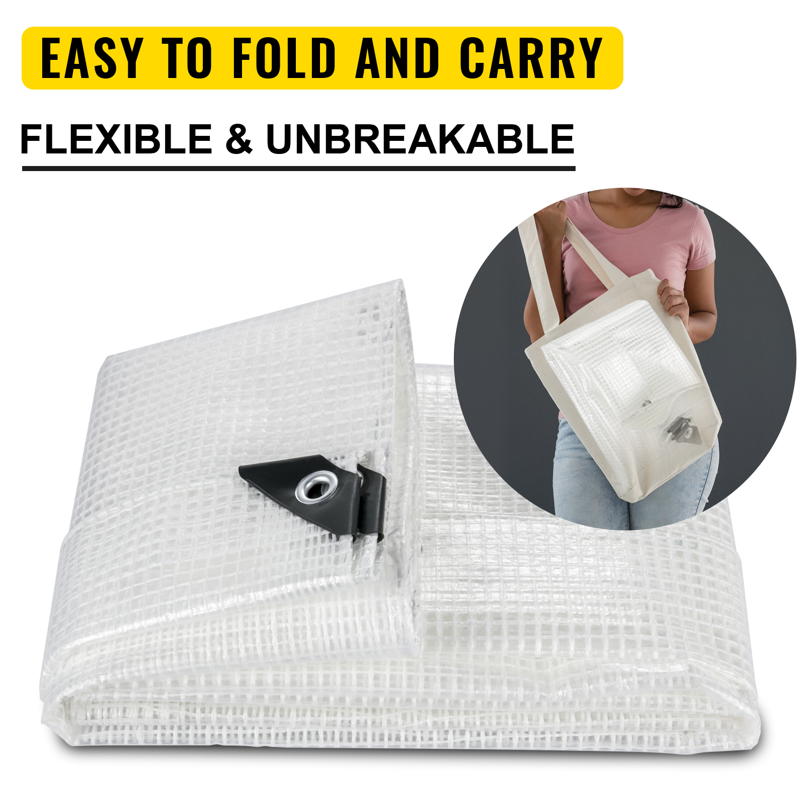 Vevor Nursery Tarps Clear Tarp For Greenhouse 16x20ft Tarps With Grommets 10mil VEVOR US