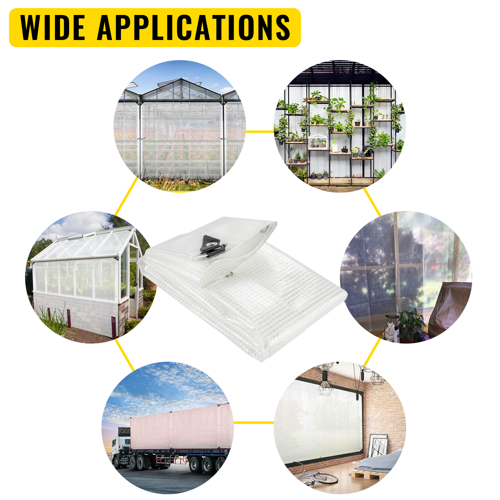 Vevor Nursery Tarps Clear Tarp For Greenhouse 16x20ft Tarps With Grommets 10mil VEVOR US