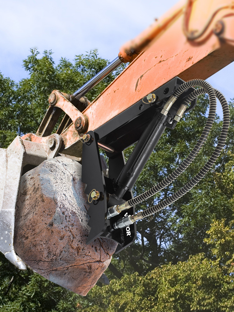 VEVOR 18" Hydraulic Backhoe Thumb, 1/2" Thickness Heavy Duty Excavator Thumb, Black Steel Weld On Thumb Attachments with Hydraulic Cylinder, Mechanical Hydraulic Thumb for Backhoe/Excavator