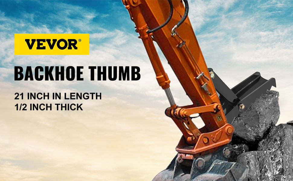 VEVOR 21" Backhoe Thumb, 1/2" Teeth Thickness Heavy Duty Excavator