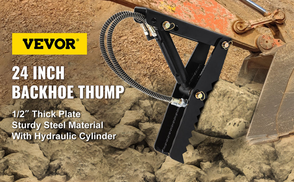 VEVOR 24 inch Hydraulic Backhoe Excavator Thumb Attachments Weld On 1/2in Teeth Thick Steel